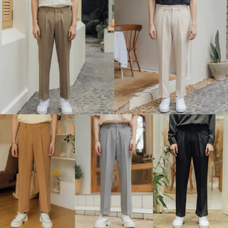 KINS | Slacks Pansts กางเกงสแล็ก กางเกงสแล็คทรงกระบอก กางเกงขายาว เอวสม็อค (รหัส : KN219)