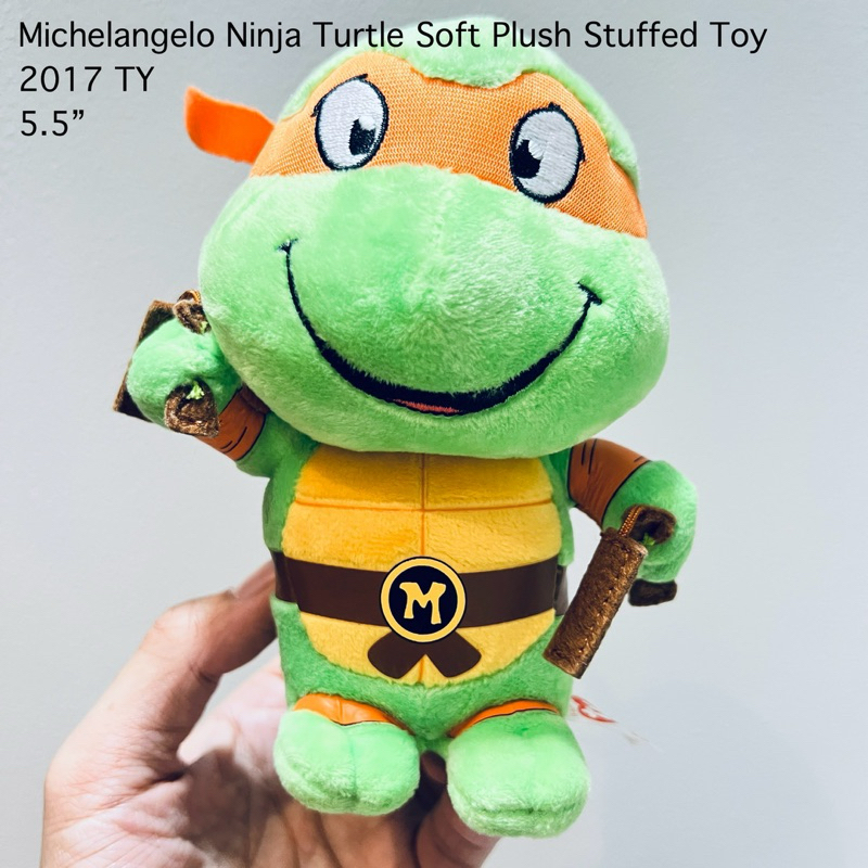 ตุ๊กตา นินจาเต่า ไมเคิลแองเจโล่ Michelangelo Ninja Turtle Soft Plush Stuffed Toy 2017 TY ขนาด5.5” ลิ