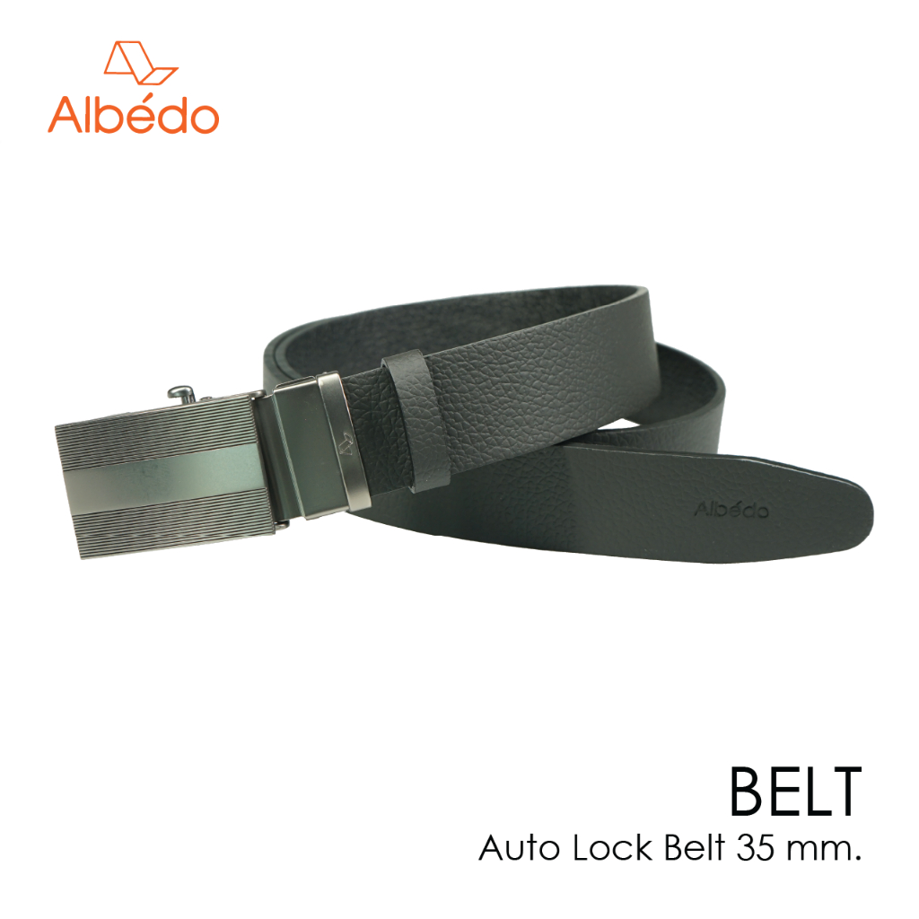 [Albedo] AUTO LOCK BELT 35 MM. เข็มขัดหัวออโต้ล็อค/เข็มขัดหนังแท้/เข็มขัดทำงาน/เข็มขัดผู้ชาย/เข็มขัด