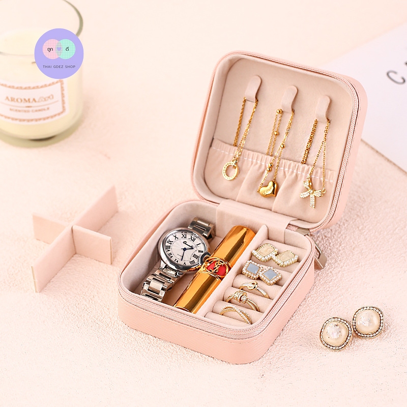 R66 กล่องหนัง PU ผ้ากำมะหยี่ แบบพกพา ขนาดเล็ก สำหรับใส่ต่างหู สร้อยคอ กล่องเก็บเครื่องประดับสไตส์เกา