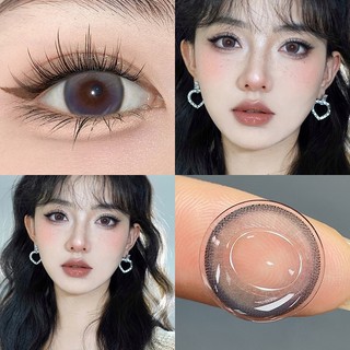 MIDROO คอนแทคเลนส์บิ๊กอาย Buttered Bean สีกาแฟนมเกาลั Brown Gray/ Blue  1คู่ 🌷-14.2mm