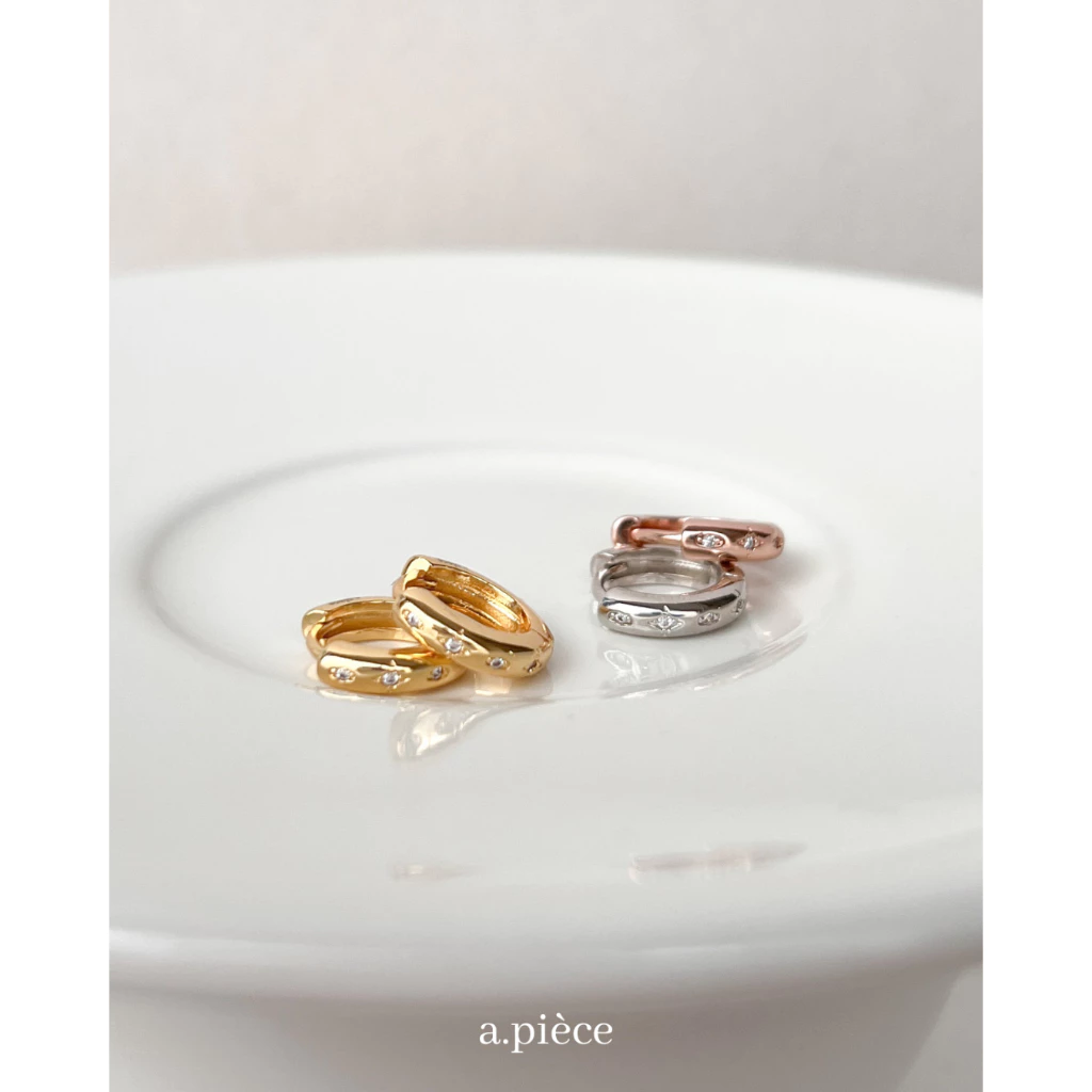 A.piece ต่างหูห่วง [silver 925 post] Starry one-touch