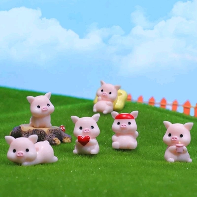 หมูจิ๋ว โมเดลแต่งสวนจิ๋ว สวนถาด ขนาดเล็ก