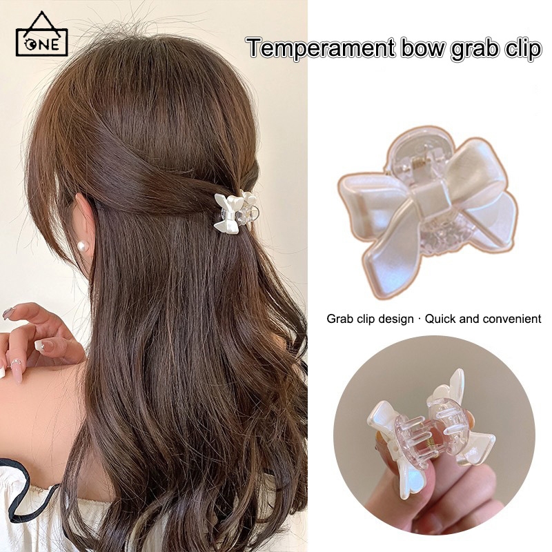 COD❤️พร้อมส่ง-กิ๊บติดผมโบว์สีขาวเกาหลีแฟชั่นจับคลิปมินิหน้าม้าเรียบง่ายละเอียดอ่อนหางม้าเครื่องประดับผม-a.one
