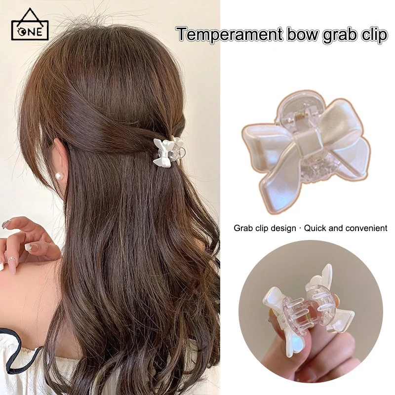 COD❤️พร้อมส่ง-กิ๊บติดผมโบว์สีขาวเกาหลีแฟชั่นจับคลิปมินิหน้าม้าเรียบง่ายละเอียดอ่อนหางม้าเครื่องประดับผม-a.one