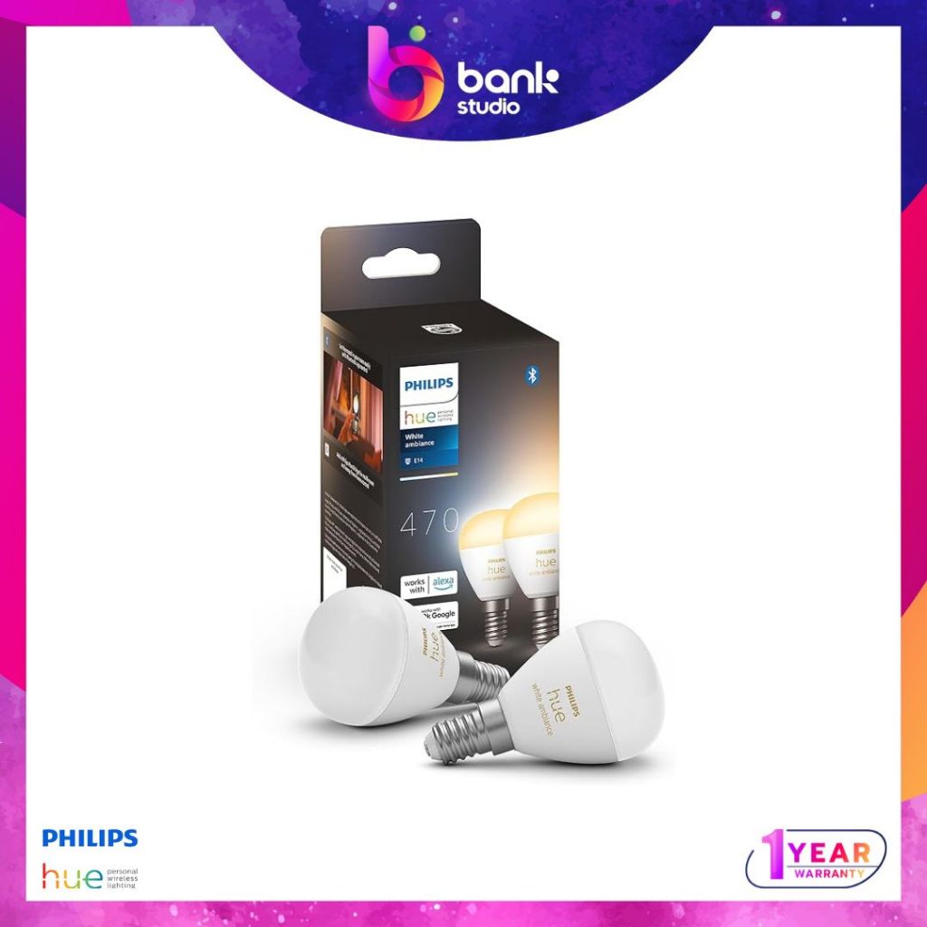 (ประกัน 1ปี) หลอดไฟ E14 Philips Hue White Ambiance Lustre – E14 smart bulb
