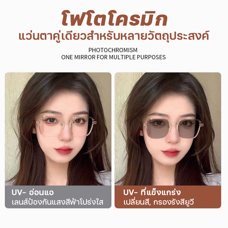 แว่นตา0~400° MOYENNE แว่นกันแดด ป้องกันแสงสีฟ้า&ป้องกันรังสียูวี เลนส์โฟโตโครมิก Super Auto Lens เลนส์แว่นตาอัตโนมัติ