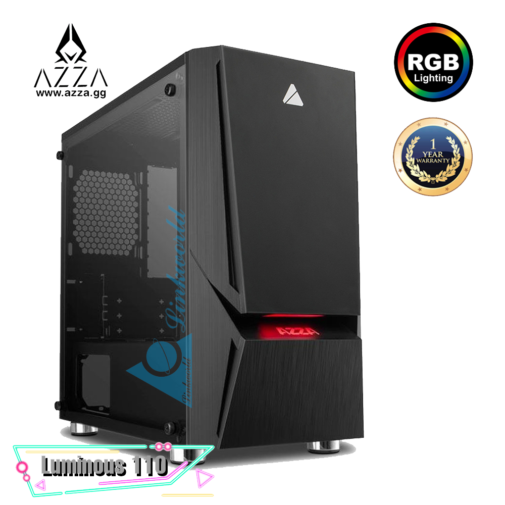 AZZA Micro ATX Mid Tower Tempered Glass RGB Gaming Case LUMINOUS 110 - Black