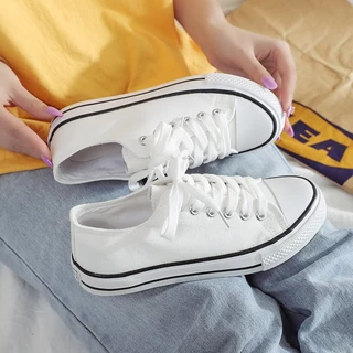 ⚡จัดส่งจากประเทศไทย⚡35-44รองเท้าผ้าใบ รองเท้าผ้าใบผู้หญิง ทรงเตี้ย ใส่สบาย ระบายอากาศดี