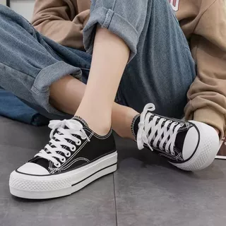 ⚡จัดส่งจากประเทศไทย⚡35-44รองเท้าผ้าใบ รองเท้าผ้าใบผู้หญิง ทรงเตี้ย ใส่สบาย ระบายอากาศดี
