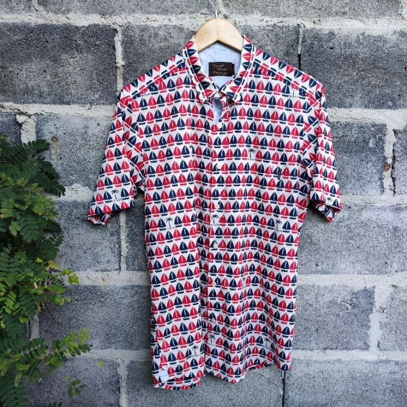 เสื้อเชิ้ต Paikaji Okinawa Island  Nautical Sailboat print shirt