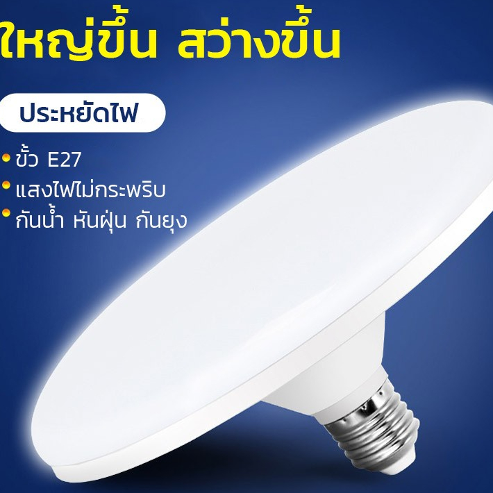 หลอดไฟLED ขั้ว E27 แสงสีขาว แสงวอร์ม ทรงUFO ไม่กินไฟ ถนอมสายตา สว่างมาก ประหยัดจริง แสงกระจายกว้าง
