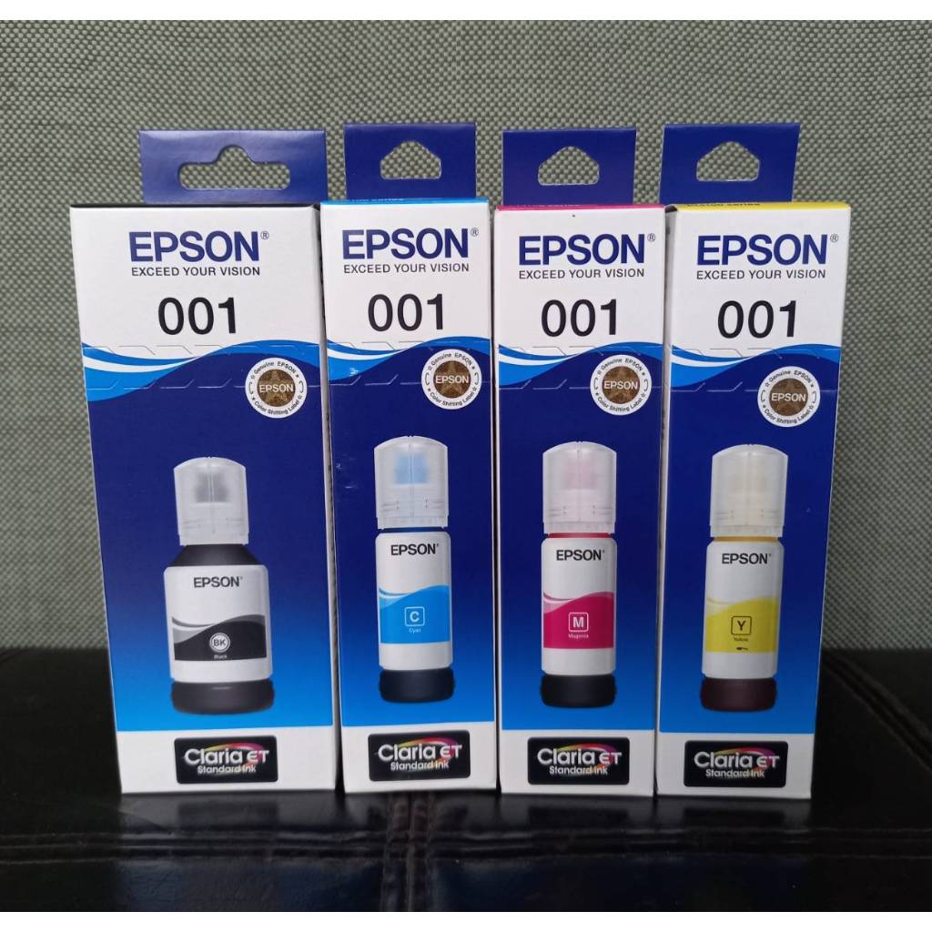 EPSON 001 BK ,C,M,Y(C13T03Y100-400) สีดำ ฟ้า ชมพู เหลือง หมึกเติมอิงค์เจ็ท( จำนวน 1 ชุด 4 สี)แท้ศุนย์ BY EPSON