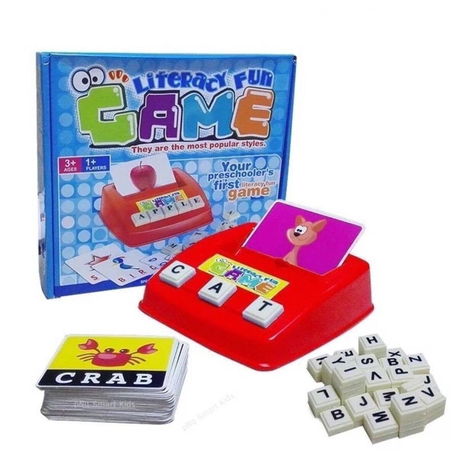 [พร้อมส่งจากไทย]  Literacy Game แท่นสะกดคำศัพท์  พร้อมบัตรคำศัพท์ 60 แผ่น ตัวอักษร 52 ตัว >> 2N KIDS