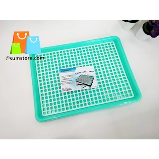 ถาดควำแก้วพลาสติก+ตะแกรง ขนาดด้านนอก 38x29x3cm. (กว้างxยาวxสูง) (S0017)