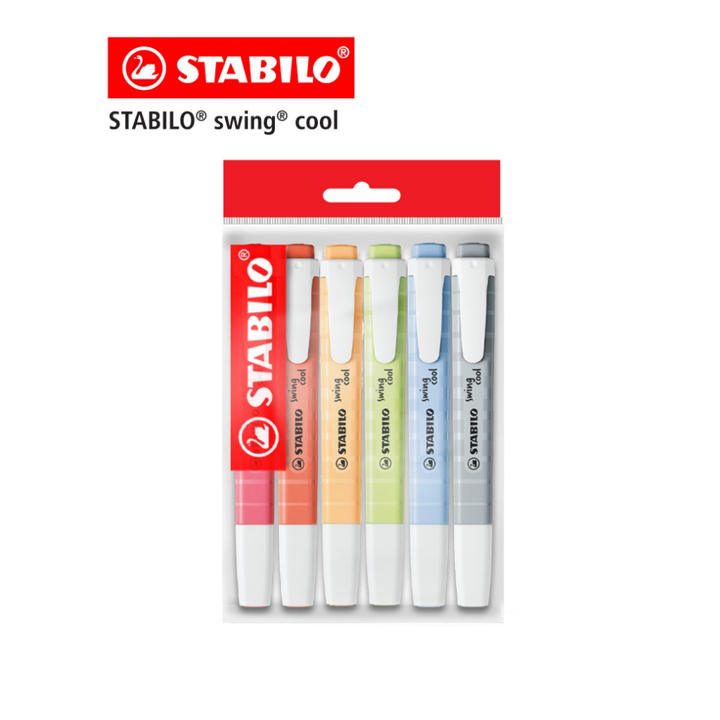 STABILO Swing Cool Pastel สตาบิโล ปากกาไฮไลท์ ปากกา ปากกาเน้นข้อความ สีพาสเทล คละสีสีละ 1 ด้าม