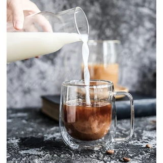 แก้วกาแฟ แก้วสองชั้น น้ำหนักเบา ทนร้อนเย็น จับไม่ร้อน สุดชิค ฮิต ตามร้านกาแฟ คาเฟ่ เกรดเอ