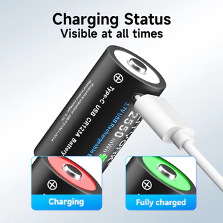 PALO 16340/16350 แบตเตอรี่ CR123A แบตเตอรี่ Li-Ion USB Type-C ชาร์จแบบชาร์จไฟได้แบตเตอรี่