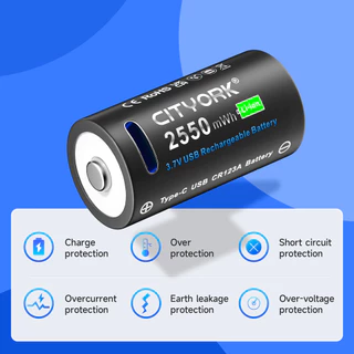 PALO 16340/16350 แบตเตอรี่ CR123A แบตเตอรี่ Li-Ion USB Type-C ชาร์จแบบชาร์จไฟได้แบตเตอรี่