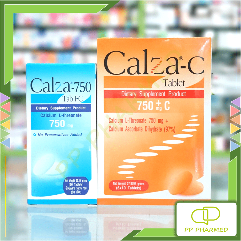 Calza C 750mg 60เม็ด แคลเซียม แอล-ทรีโอเนต+วิตามินซี