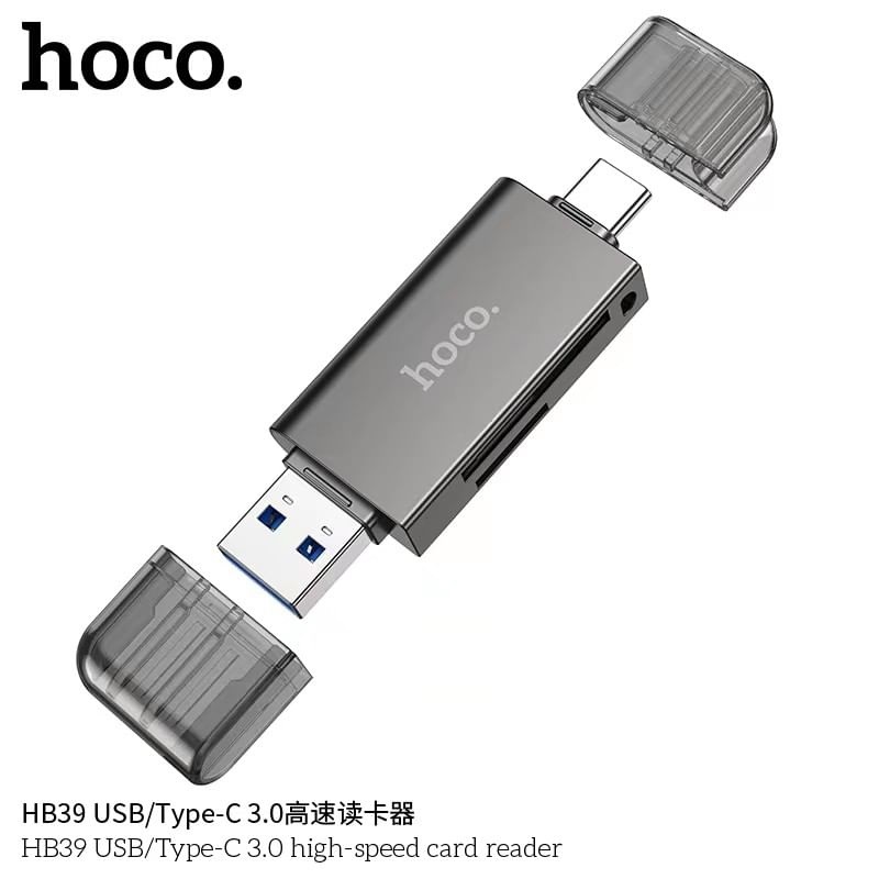 HOCO HB39 USB Type-C 3.0 การ์ดรีดเดอร์ ความเร็วสูง 5Gbps รองรับฟังก์ชั่น OTG รับไฟล์ได้สูงสุด 2TB SD TFCard Reader