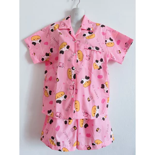 👕ชุดนอนผู้ใหญ่ แขนสั้นขาสั้น ลายการ์ตูน สนุปปี้ ชินจัง คิตตี้ คุโรมิ หมีพลู โดเรม่อน สติช ริ้ว สินค้าพร้อมส่ง