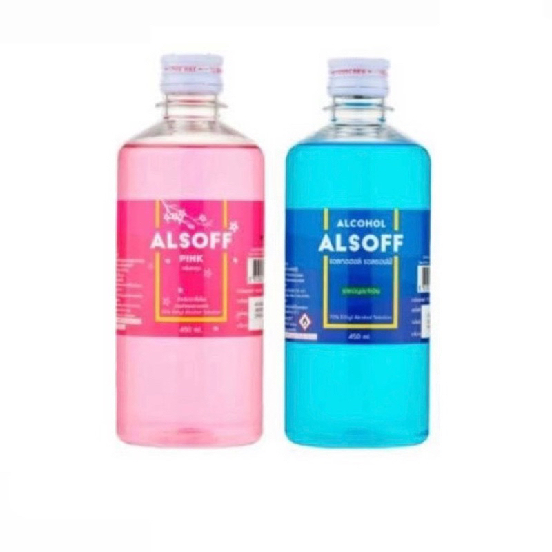 แอลกอฮอล์ Alsoff Ethyl Alcohol 70% แอลซอฟฟ์ ยาสามัญประจำบ้าน แอลกอฮอล์ สีฟ้า 70% 450 มล.