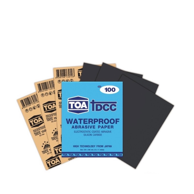 กระดาษทรายน้ำ TOA DCC ขายยกแพค 60ใบ มีครบทุกเบอร์ (80-2000) ยกแพ็ค กระดาษทรายน้ำTOADCC