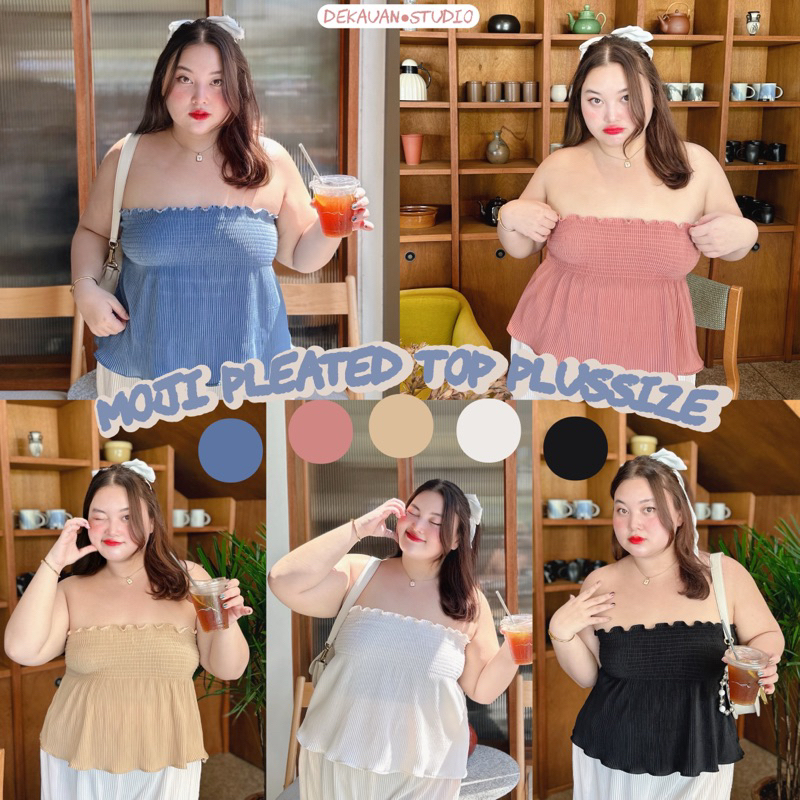 moji pleated top plussize