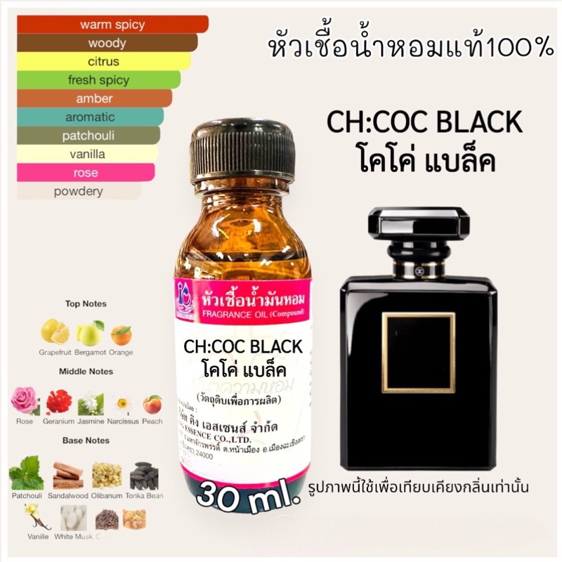 หัวเชื้อน้ำหอม 100% กลิ่น โคโค่แบล็ค (CH:COC BLACK) 30ml.