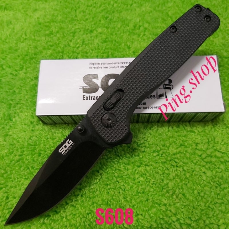 มีด มีดพับสะบัด SOG รุ่น S608 ใบดำด้ามดำ