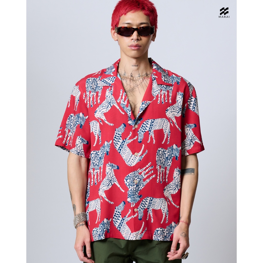 MAKAI เสื้อเชิ้ต เสื้อฮาวาย ผ้าเรยอน รุ่น ZANZIBAR Hawaiian Shirt