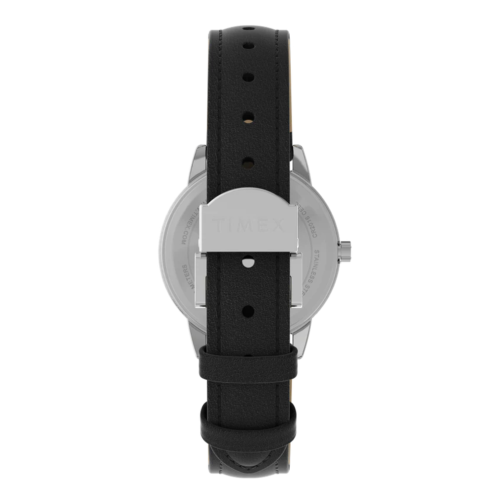 TIMEX TW2V69100 M EASY READER นาฬิกาข้อมือผู้หญิง สายหนัง สีดำ หน้าปัด 30 มม.