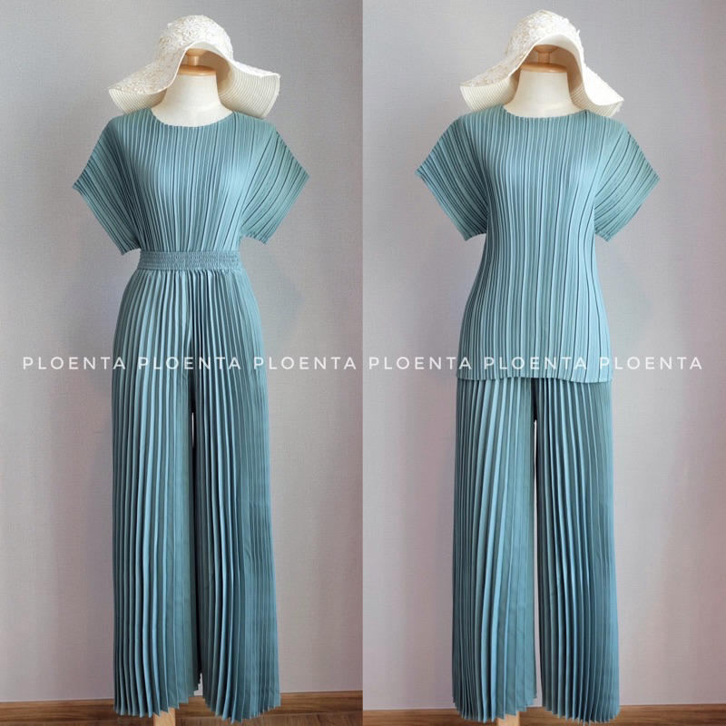 Pleat Set ชุดเข้าเซทผ้าอัดพลีท ชุดพลีทเข้าเซท เสื้อแขนล้ำ กางเกงขายาวผ้าอัดพลีท ราคา ถูกที่สุด ดีลบีเคเค แกลเลอรีภาพที่ 5
