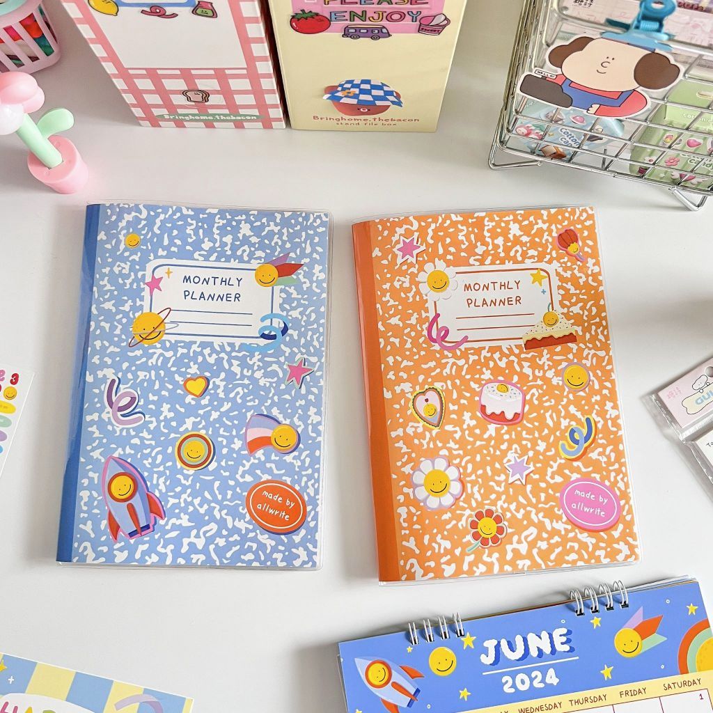 (ฟรี! sticker ตกแต่ง) สมุดแพลนเนอร์ allwrite หุ้มปกใสอย่างดี สีสันสดใส แพลนง่าย AW253-AW254