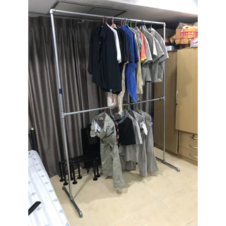 ราวตากผ้า 2 ชั้น ท่อเหล็กประปา 6 หุน(3/4 นิ้ว) ขนาดยาว 1.5 เมตร x สูง 2 เมตร กว้าง 0.58 เมตร