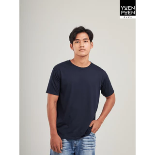 YuenPuen เสื้อยืดคอกลม สีกรมท่า ยืนพื้น ไม่ยืด ไม่ย้วย ไม่ต้องรีด สีพื้น เนื้อผ้านุ่มใส่สบาย