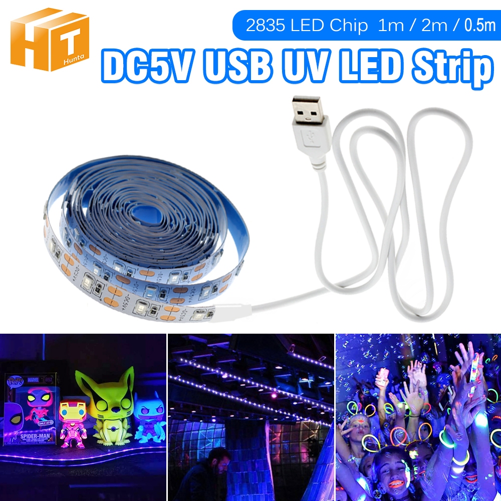 พร้อมส่ง USB 5V ไฟเส้น UV Led ความยืดหยุ่นสูง รังสีอัลตร้าไวโอเลต  สีฟ้า สําหรับDJ เรืองแสง ขนาด 0.5 - 2 เมตร