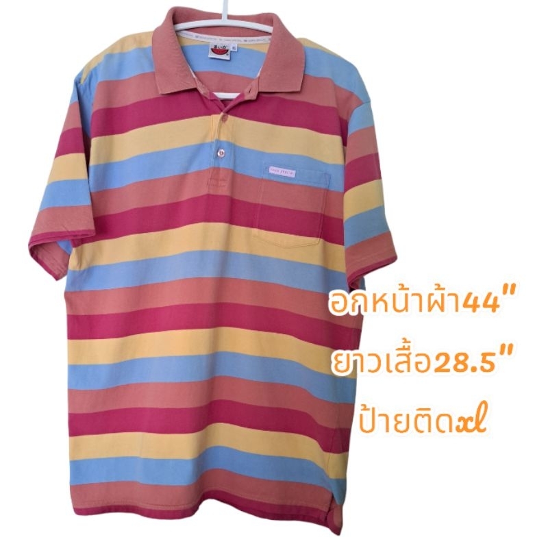 Tangmoเสื้อโปโลลายริ้วสีสัน(มือสอง)