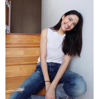 คอกลมแขนกุด ผ้าซีทรูใส่สบายไม่ต้องรีด เสื้อผ้าแฟชั่นผู้หญิง