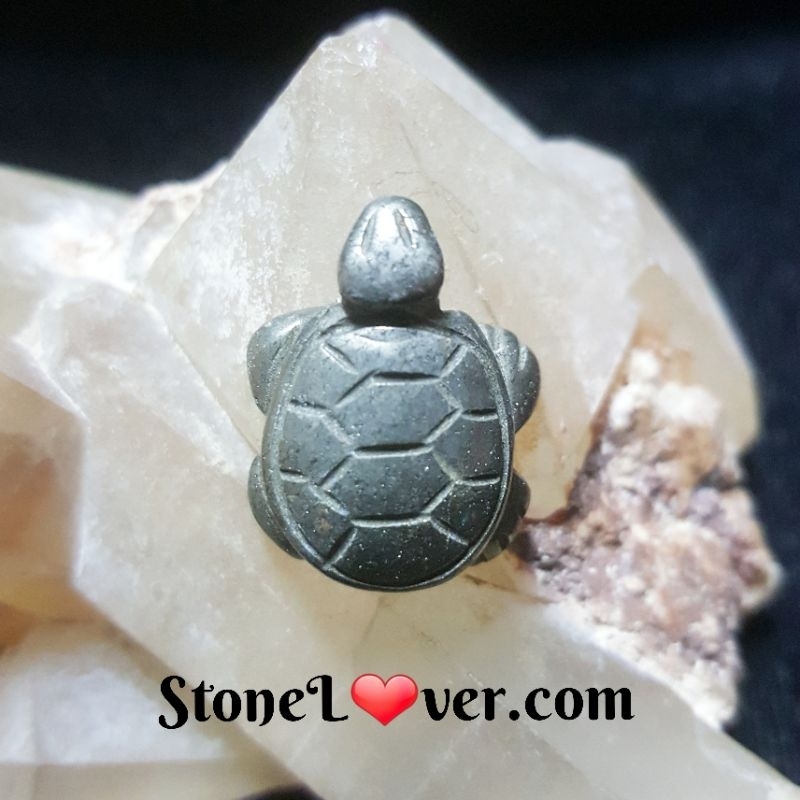 #Pyrite#size15×19×8มม.#หินเเกะสลัก#เต่าไพไรต์#แร่ไพไรต์