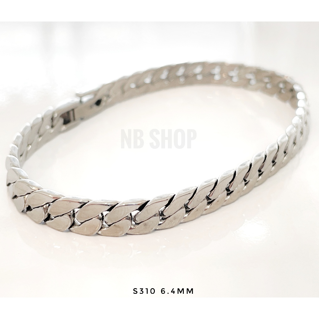 S-310 ขายถูก สร้อยข้อมือสแตนเลสแท้ ขนาด6.4mm สร้อยข้อมือสแตนเลส เลสข้อมือ สแตนเลสงานเกรดพรีเมี่ยมตะขอเข้ารูป