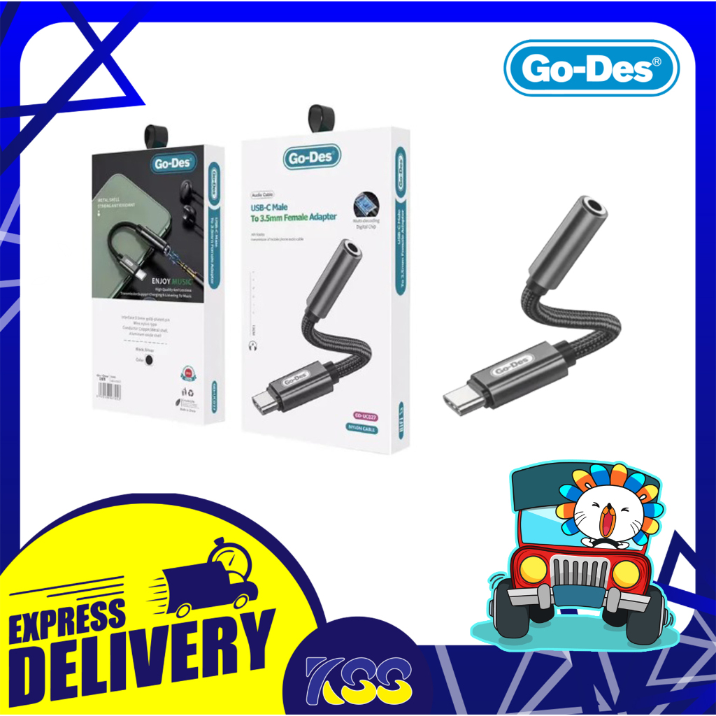 ตัวแปลงสายสัญญาณ GO-DES GD-UC027 ADAPTER CONVERTER TYPE-C TO JACK 3.5MM. DAC รับประกัน 3 เดือน