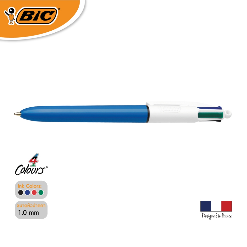 BIC ปากกาบิค 4 Colours Medium 4สี ปากกาลูกลื่น น้ำหมึก4in1 หัว 1.0 mm. จำนวน 1 ด้าม