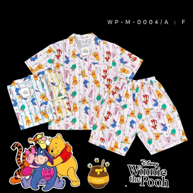 ชุดนอนผู้ใหญ่ลาย Winnie the Pooh แขนสั้น-ขาสั้น ลิขสิทธิ์แท้