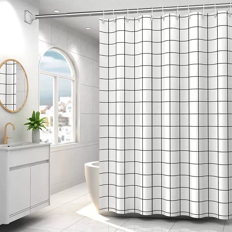 【 ส่งของทุกวัน】ม่านห้องน้ำ ขนาด 200X200cm พร้อมห่วงตะขอ ผ้าม่านห้องน้ำห้องอาบน้ำ ม่านพลาสติก กันน้ำ กันเชื้อรา