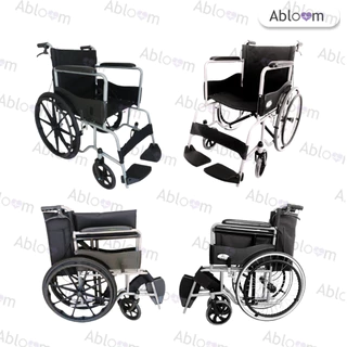 Abloom วีลแชร์ รถเข็น ผู้ป่วย เหล็กชุบ พับได้ พร้อมเบรคมือ Standard Foldable Wheelchair รับประกัน 1 ปี