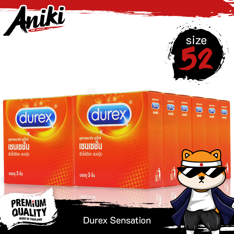 Durex Sensation ถุงยางอนามัย ผิวไม่เรียบ มีปุ่มเยอะ เพิ่มความรู้สึก ขนาด 52 มม. (12 กล่อง)