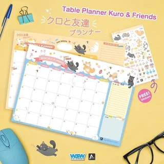 The Artist Collection Table Planner | Kuro&Friends แพลนเนอร์A3รูปน้องแมว เขียนเดือนและวันที่ได้