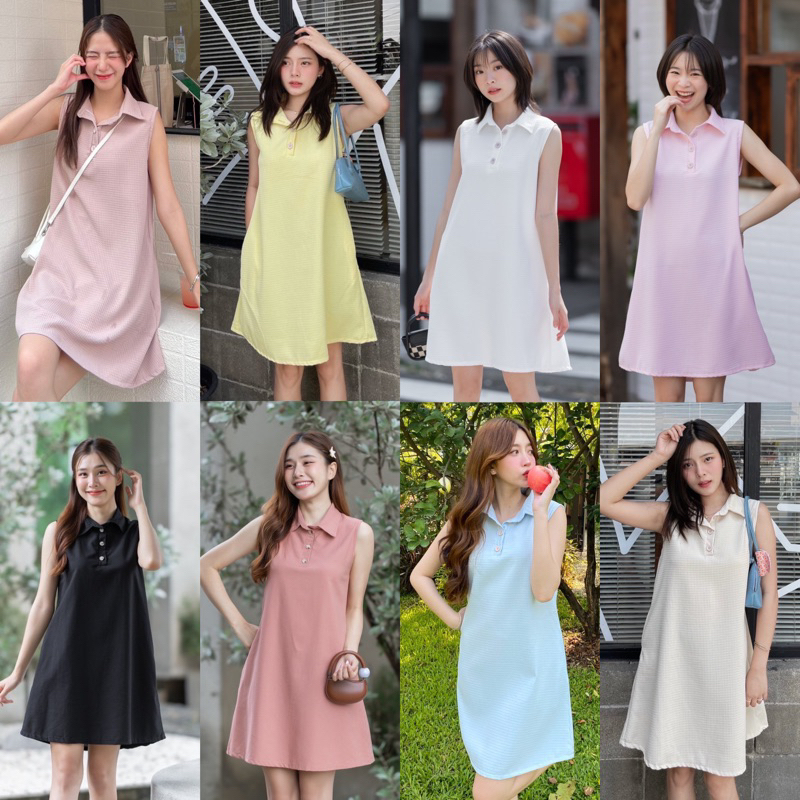 Teera พร้อมส่ง เดรสแขนกุดผ้าวาฟเฟิลและลินิน ใส่สบาย เหมาะกับหน้าร้อน Nanny